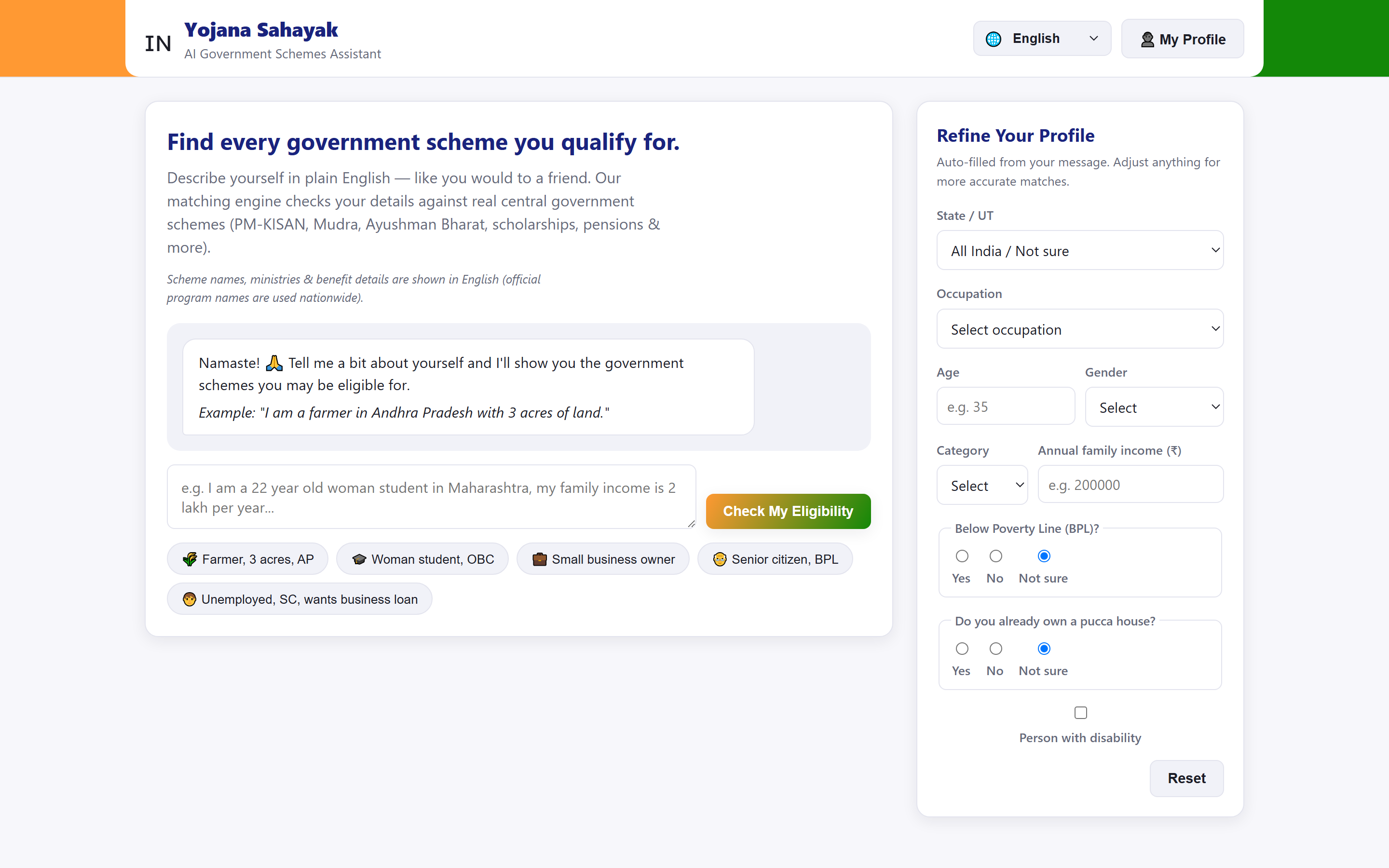 AI Govt. Schemes Assistant